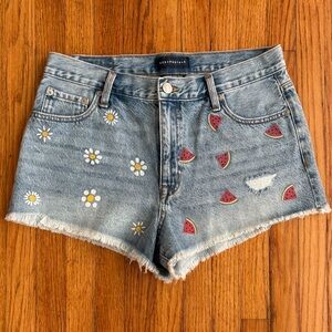 Aeropostale Blue Jean Shorts with Floral and Watermelon Print Size 10